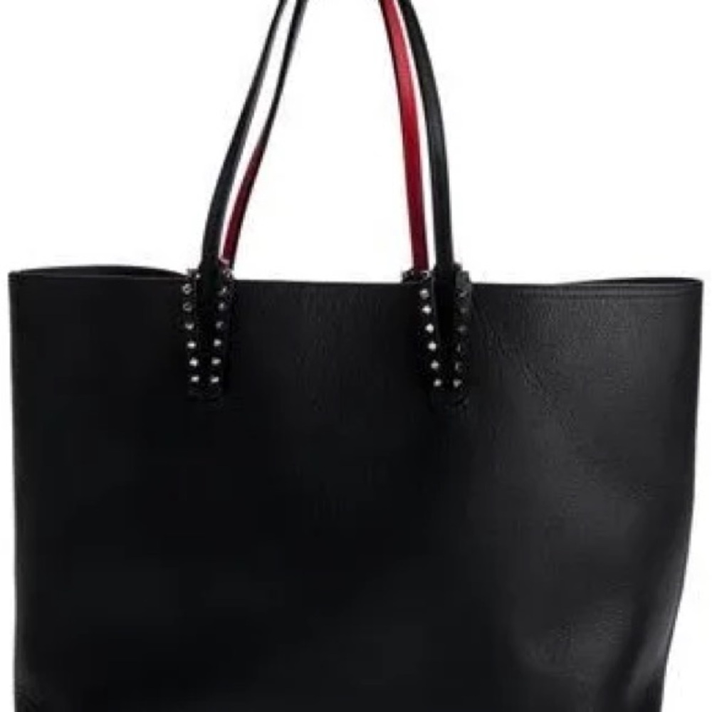Christian Louboutin Black Tote Bag with Studded Accents and pouch!GREAT BAG!
